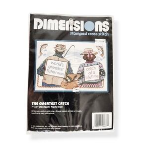 NEW Dimensions Stamped Cross Stitch Kit The Greatest Catch Man Woman Fishing